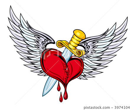 Heart with sword and wings Heart with sword and wings 3974104