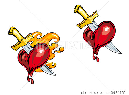 Cartoon heart with knife Cartoon heart with knife 3974131