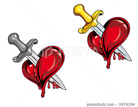 Cartoon heart with dagger Cartoon heart with dagger 3974194