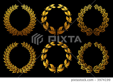 Golden laurel wreaths set 3974199