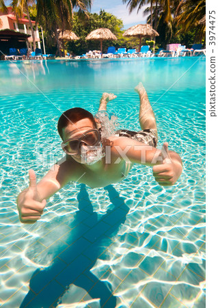 teenager floats in pool 3974475