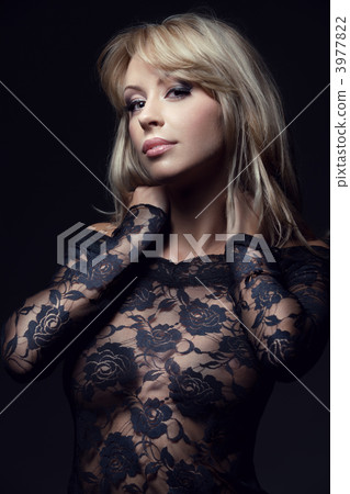 classy blonde in lace dress 3977822