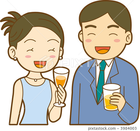 Young couple drinking and chatting Young couple drinking and chatting 3984003