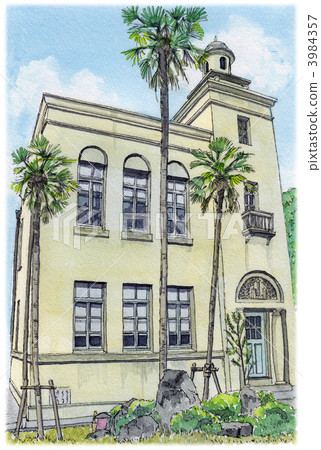 Watercolor Old Mizuguchi Library 3984357