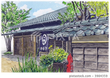 Watercolor painting Obuse 3984359