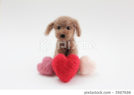 Dog of wool felt (heart) 3987686
