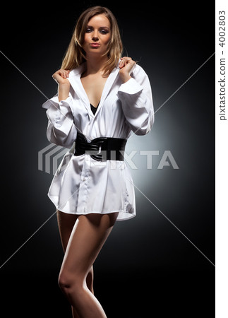 Young woman in male's shirt fashion 4002803