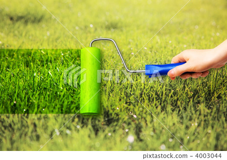 Young woman painting on grass Young woman painting on grass 4003044