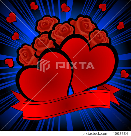Red hearts and roses - Stock Illustration [4008884] - PIXTA