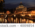 Italy Rome World Heritage Umberto I beside the St. Peter's Basilica of the night from the bridge 4009854