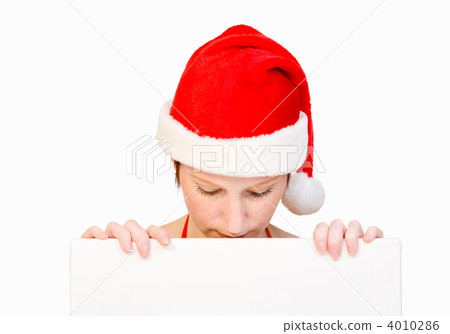 Santa girl with whiteboard 4010286