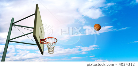 Basketball goal Blue sky with clouds Bottom right Backlight CG Basketball goal Blue sky with clouds Bottom right Backlight CG 4024312