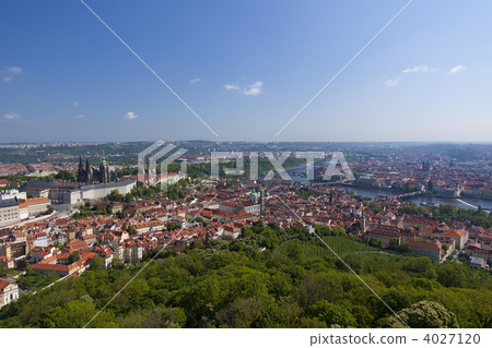Prague castle view from Petrin Park Observatory and the townscape of Prague 4027120