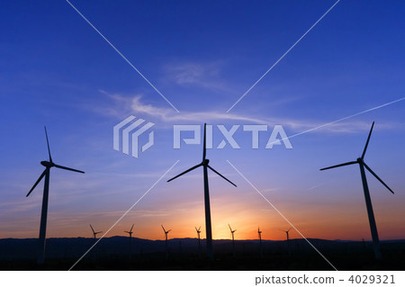 Morning glow and windmill 4029321