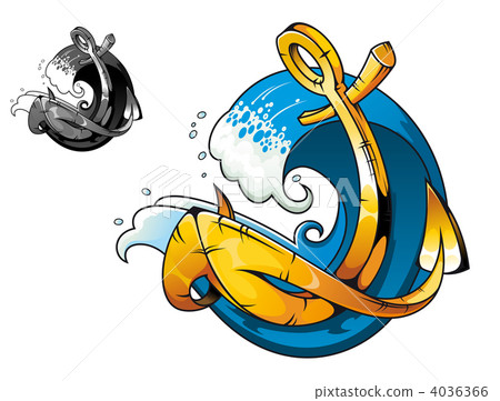 Vintage anchor in sea Vintage anchor in sea 4036366