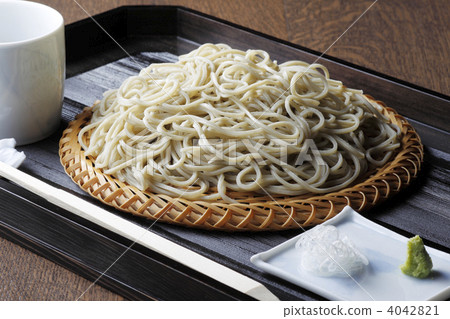 chilled soba noodles on dish, buckwheat, noodles