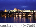 Czech Republic Prague World Heritage Night Charles Bridge over the Vltava River and Prague Castle 4047065