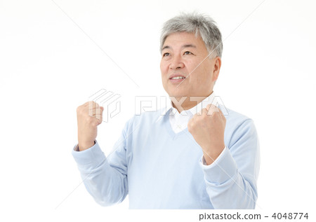 穿藍色毛線衣的老人 4048774
