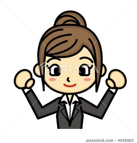 A businesswoman expresses her motivation with a fist pump. A businesswoman expresses her motivation with a fist pump. 4048865