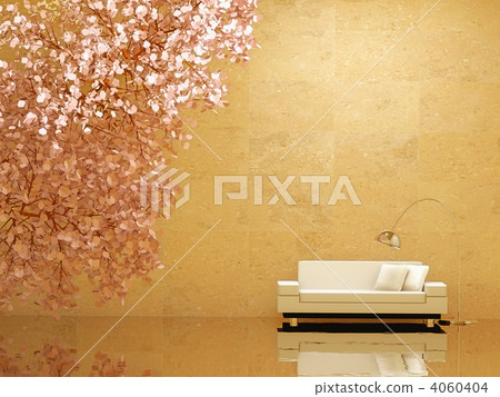 Cherry blossoms and living room 4060404