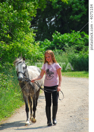 Girl walk pony 4075184