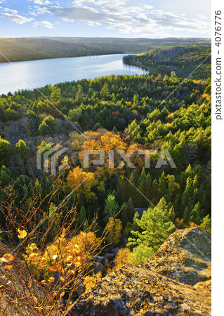 Fall forest and lake top view 4076776