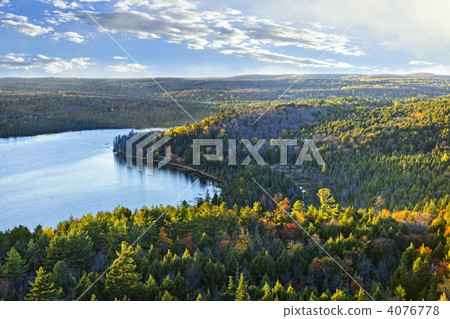 Fall forest and lake top view 4076778