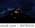 French World Heritage Mont-Saint-Michel at night 4076916