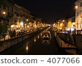 Night view of Italy Milano Naviglio Canal 4077066