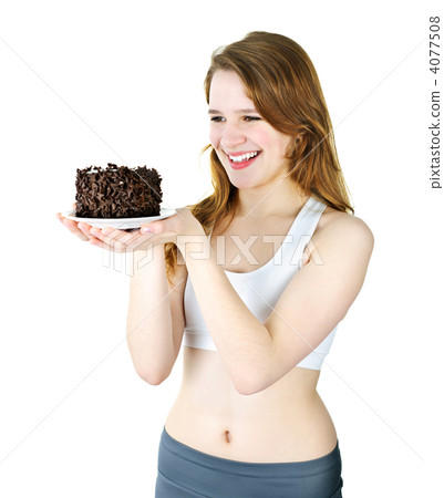 Young girl holding chocolate cake 4077508