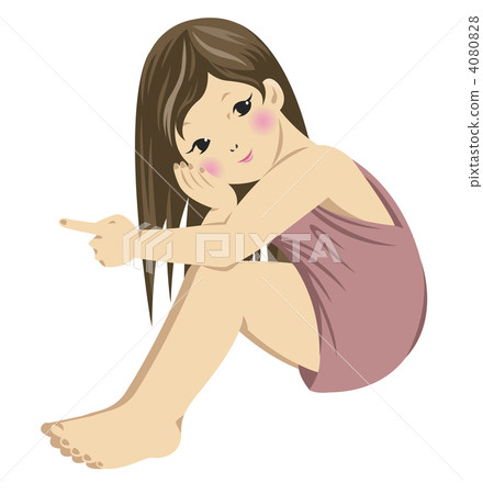A girl pointing to a finger - Stock Illustration [4080828] - PIXTA