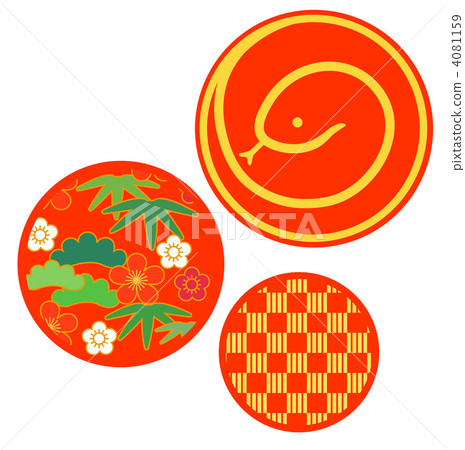 Japanese pattern and snake on a circle Japanese pattern and snake on a circle 4081159