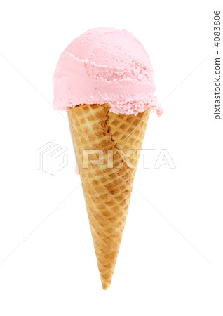Strawberry ice cream in a sugar cone 4083806