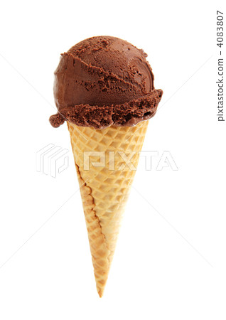 Chocolate ice cream in a sugar cone Chocolate ice cream in a sugar cone 4083807