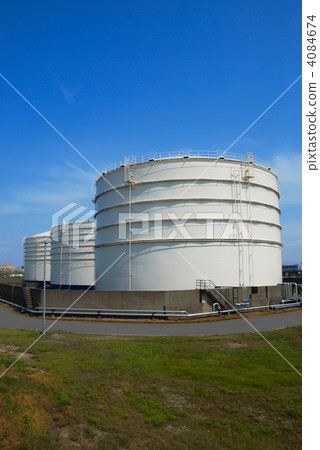 Three white oil tanks Three white oil tanks 4084674