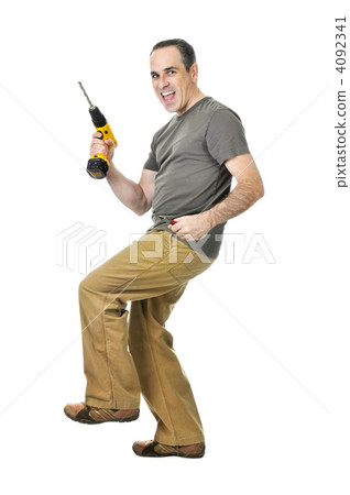 Handyman with a drill and wire cutters 4092341