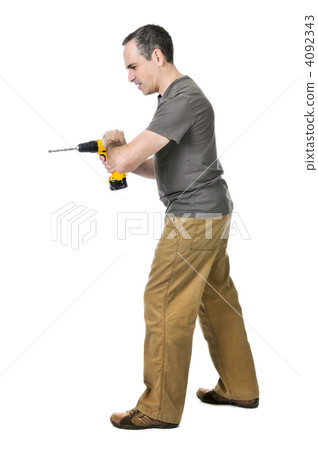 Handyman with a drill 4092343