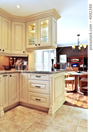 Modern kitchen and dining room interior Modern kitchen and dining room interior 4092389