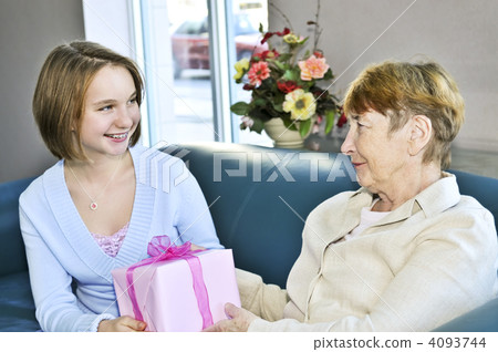 Granddaughter visiting grandmother 4093744