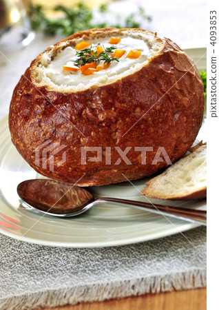 Soup in bread bowl Soup in bread bowl 4093853
