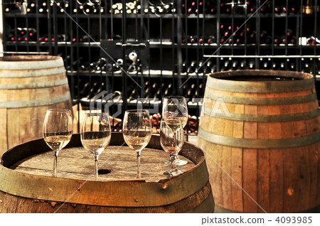 Wine glasses and barrels Wine glasses and barrels 4093985