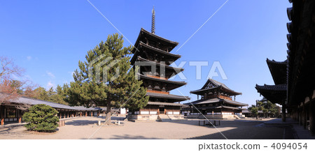 Horyu-ji Temple "Five-storied pagoda, Kanno, Corridor, Middle gate" 4094054