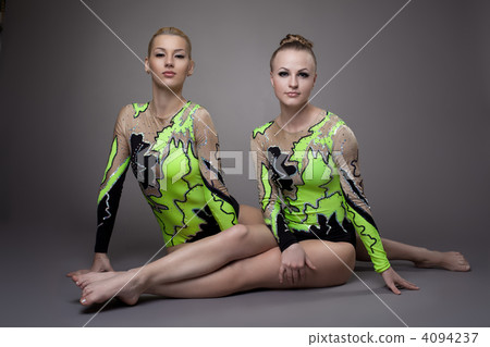 two Young beauty acrobats relax portrait two Young beauty acrobats relax portrait 4094237