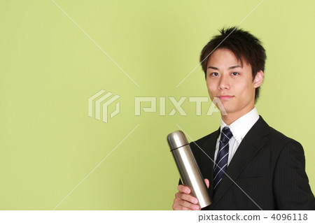 business man, suit, green background 4096118