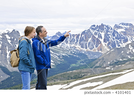 Father and daughter in mountains 4101401