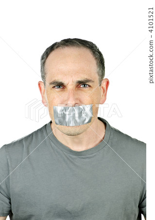 Man with duct tape on mouth 4101521