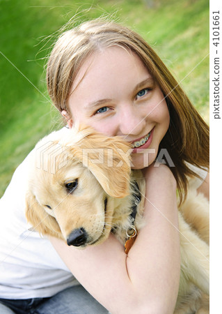 Girl with puppy 4101661