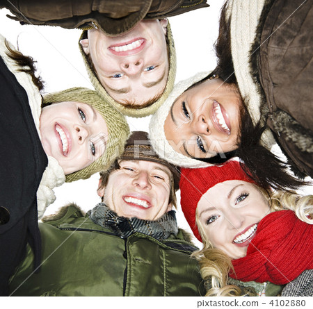 Group of friends outside in winter Group of friends outside in winter 4102880