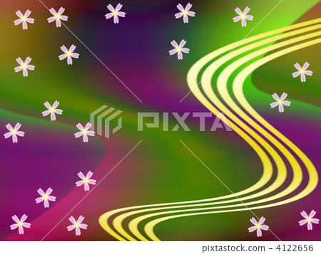 Cherry blossom petals and curved background illustration Cherry blossom petals and curved background illustration 4122656