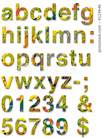 藝術字母數字字符小黃色 4124646